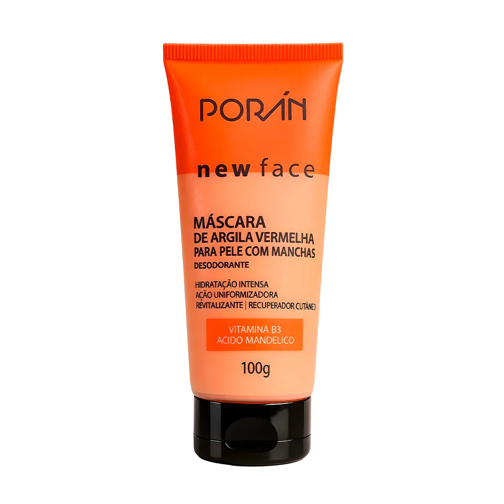 MASCARA ARGILA VERMELHA PELE COM MANCHAS NEW FACE 100G PORAN